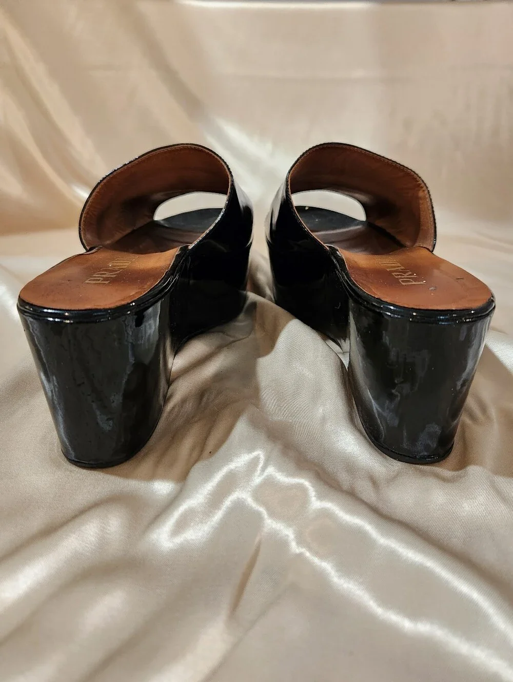 Vintage Prada Black Patent Leather Platform Wedge 39 (8.5)